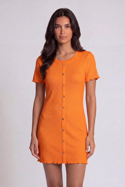The Ribbed Button Mini Dress