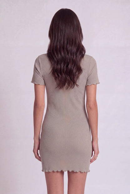 The Ribbed Button Mini Dress