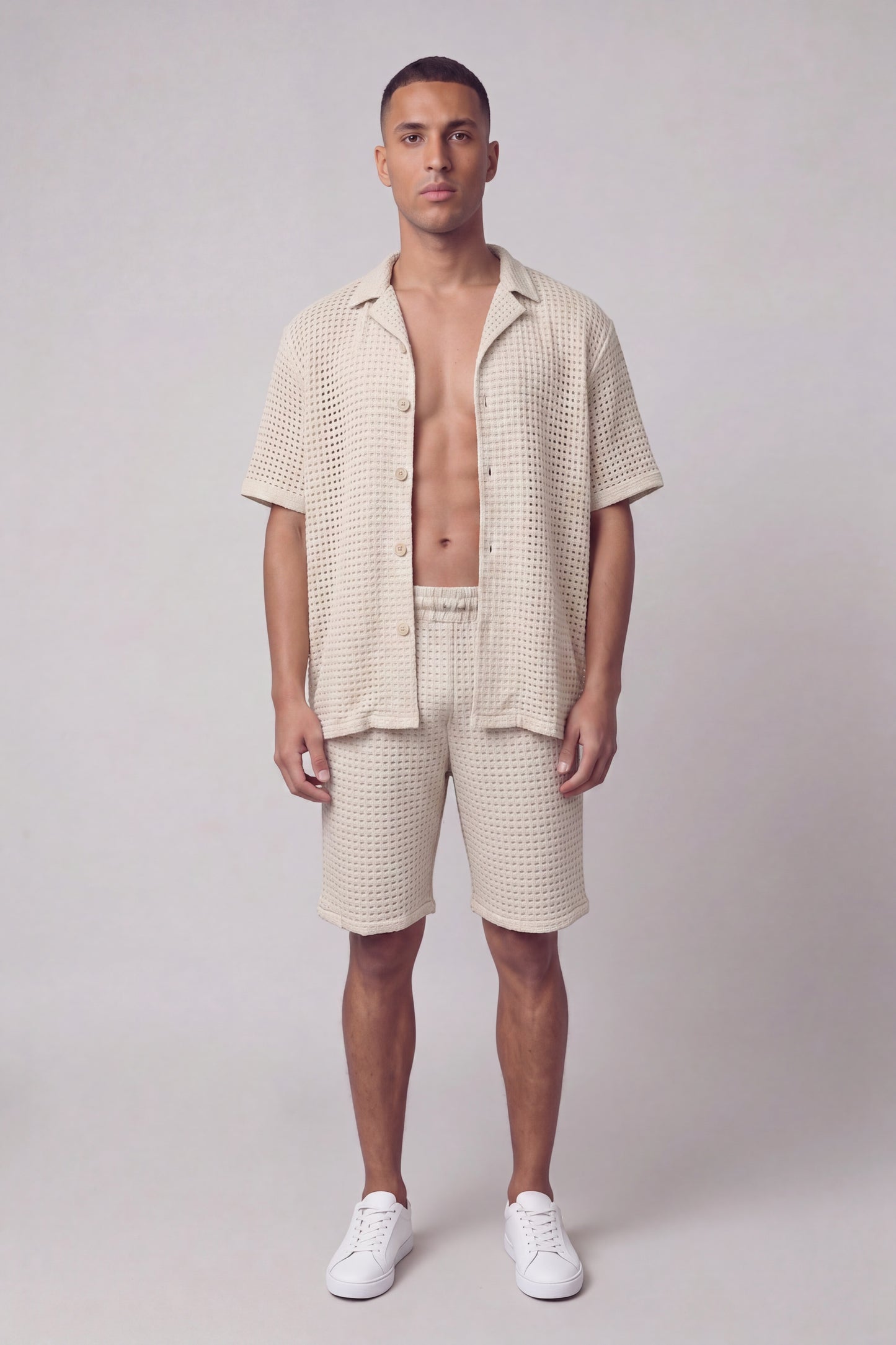 Waffle Camp Button-Up Set