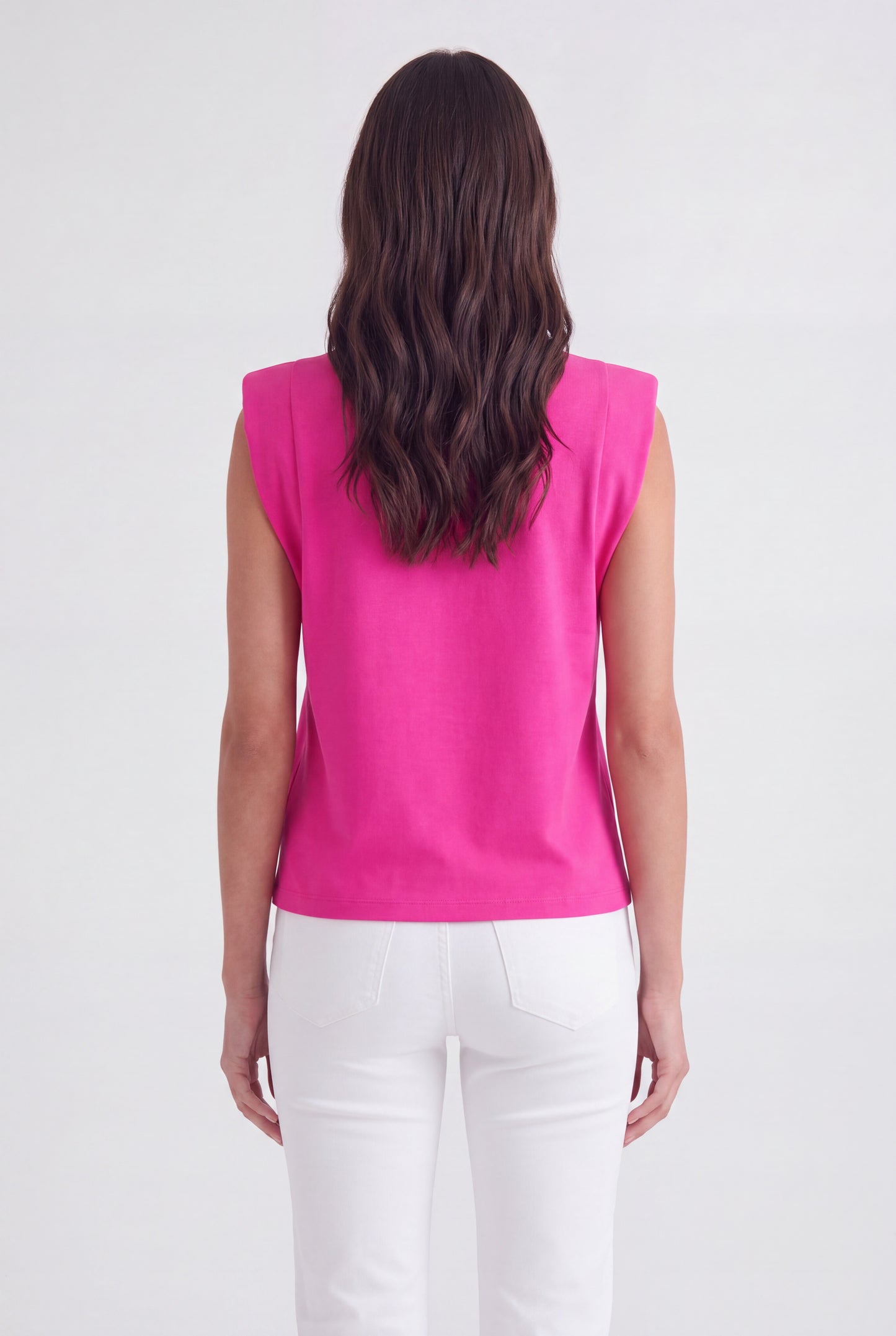 Structured Cap Sleeve Crew Neck Top