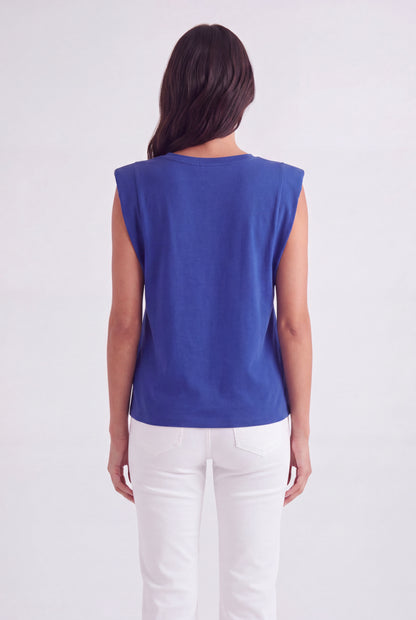Structured Cap Sleeve Crew Neck Top