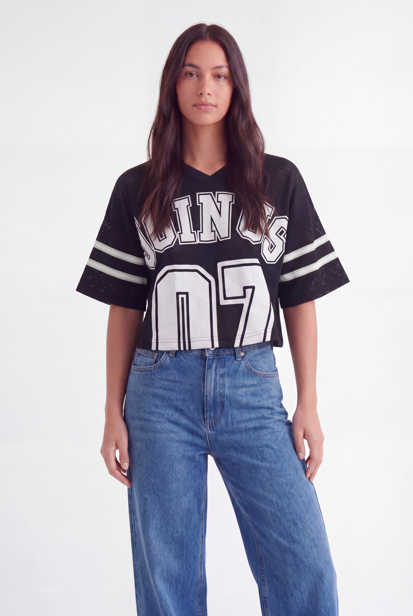 Graphic Sport Mesh Crop Top