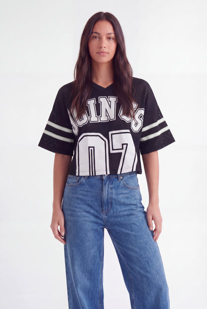 Graphic Sport Mesh Crop Top