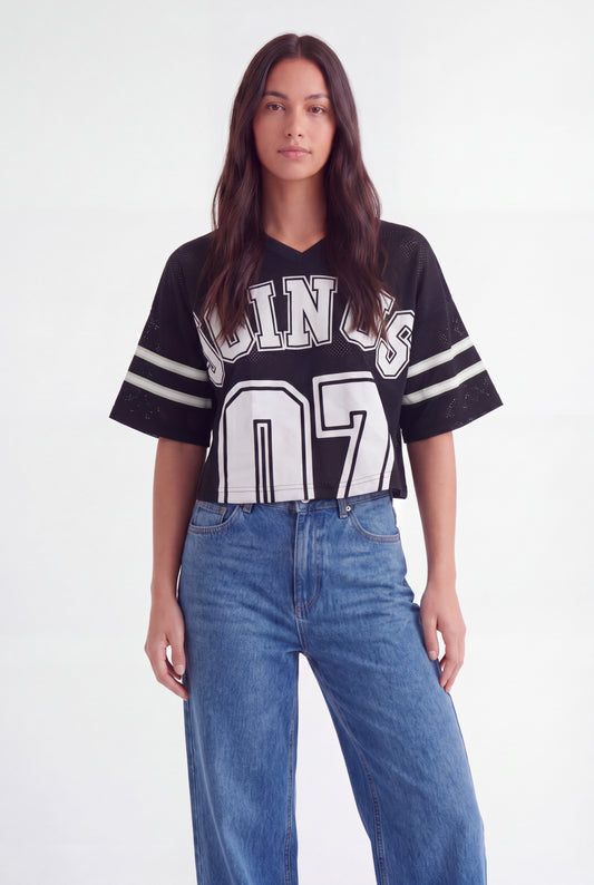Graphic Sport Mesh Crop Top