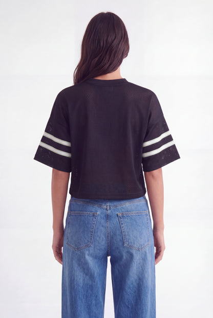 Graphic Sport Mesh Crop Top