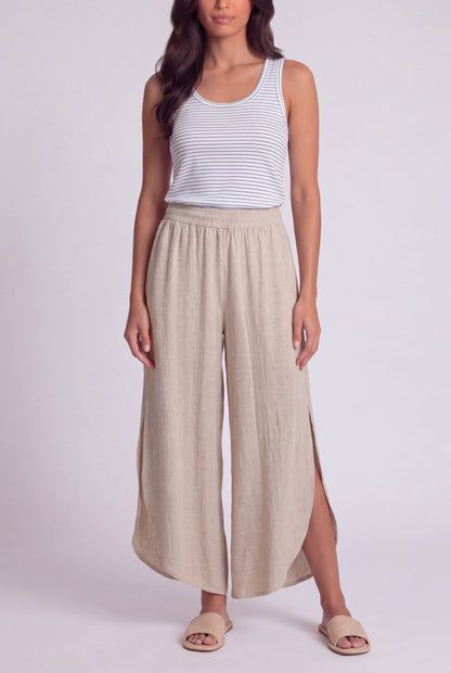 Lightweight Split-Hem Wide-Leg Pants
