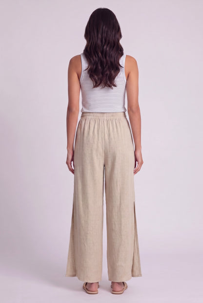 Lightweight Split-Hem Wide-Leg Pants