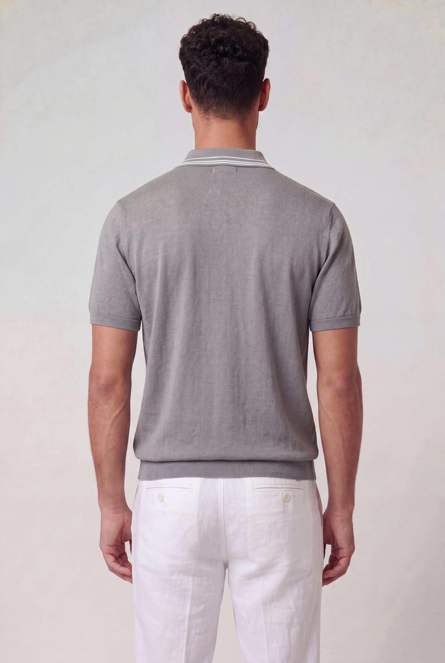 Vintage-Inspired Tipped Knit Polo Shirt