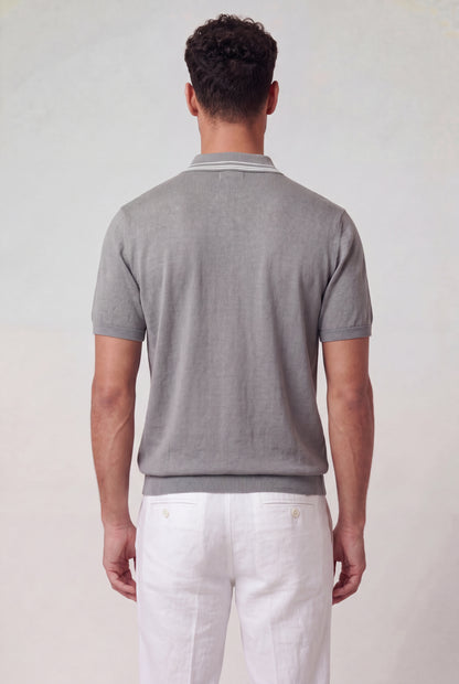 Vintage-Inspired Tipped Knit Polo Shirt