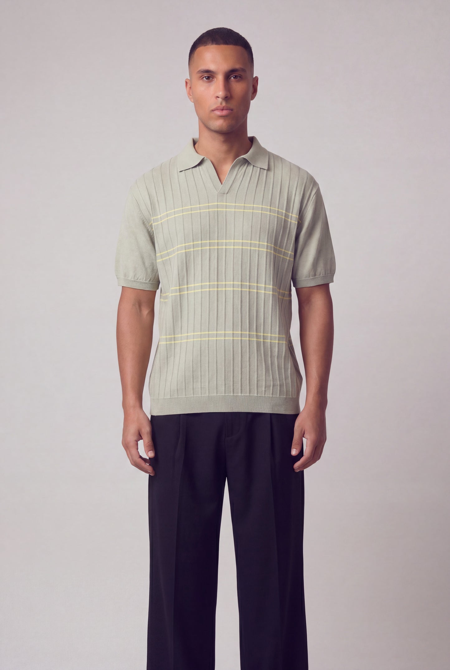 Heritage Drop-Needle Ribbed Knit Polo