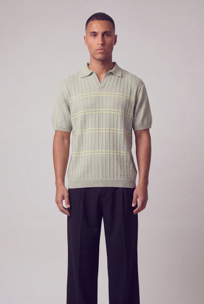 Heritage Drop-Needle Ribbed Knit Polo
