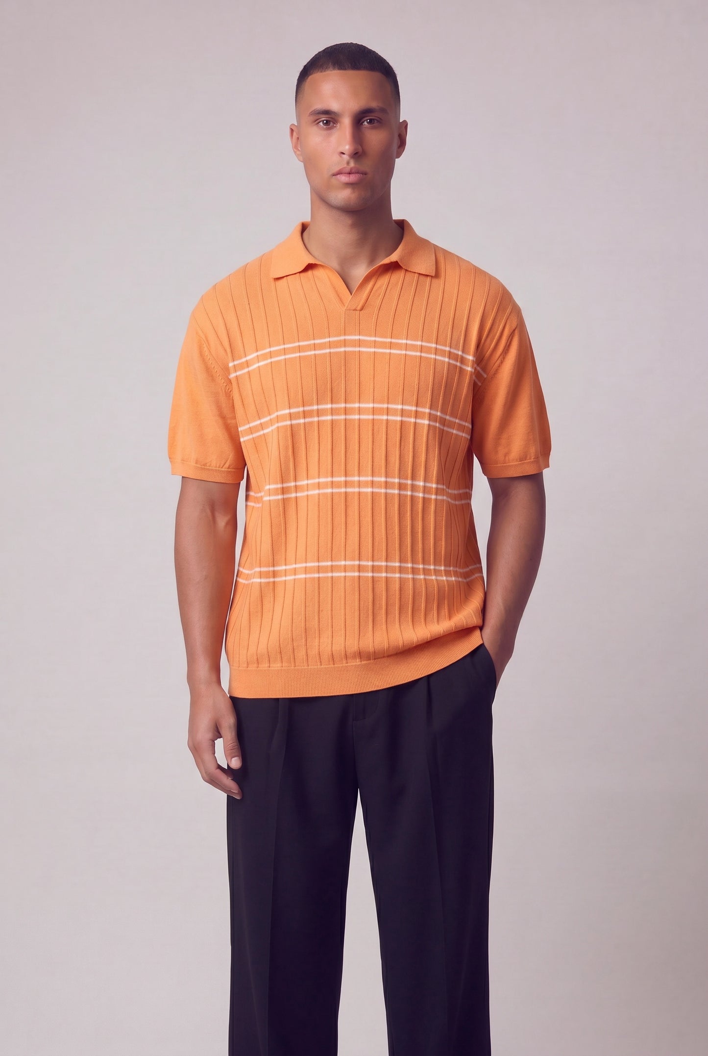 Heritage Drop-Needle Ribbed Knit Polo