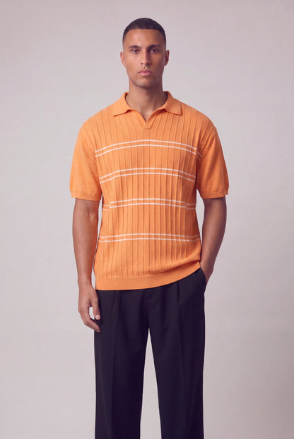Heritage Drop-Needle Ribbed Knit Polo