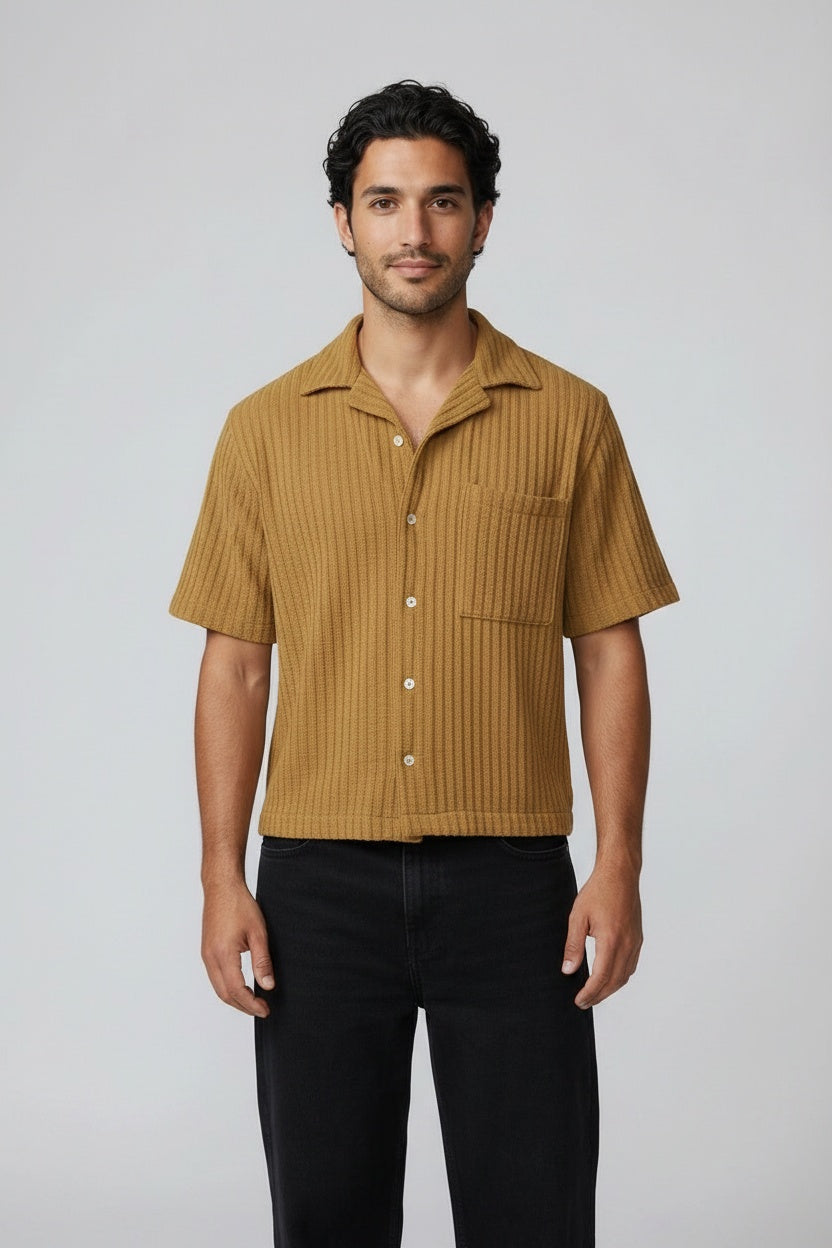 Boxy Textured Rib Resort Shirt