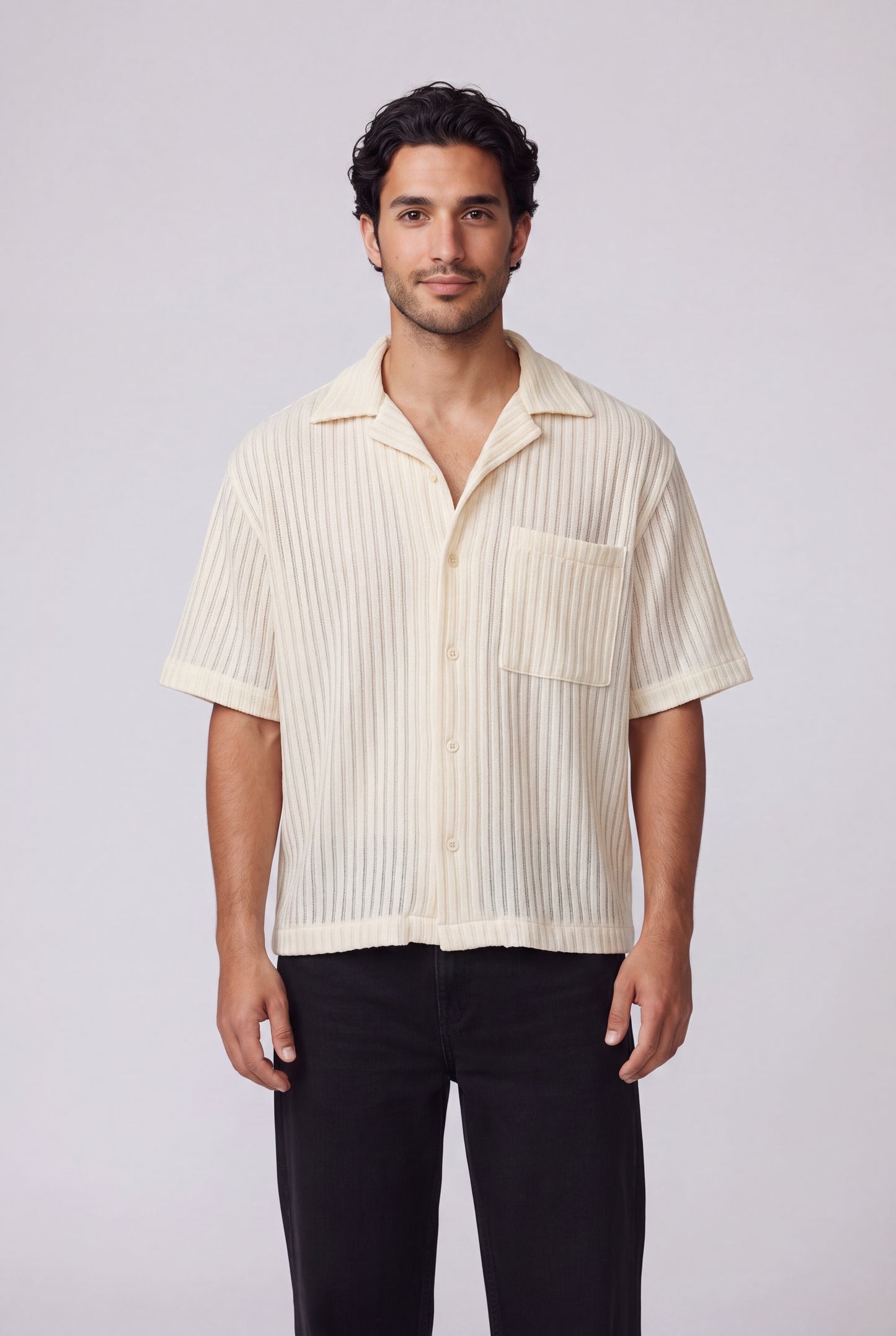 Boxy Textured Rib Resort Shirt
