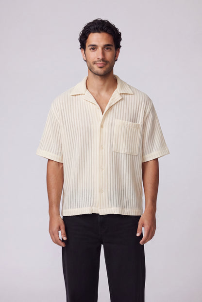 Boxy Textured Rib Resort Shirt