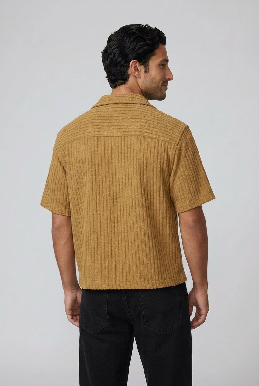 Boxy Textured Rib Resort Shirt