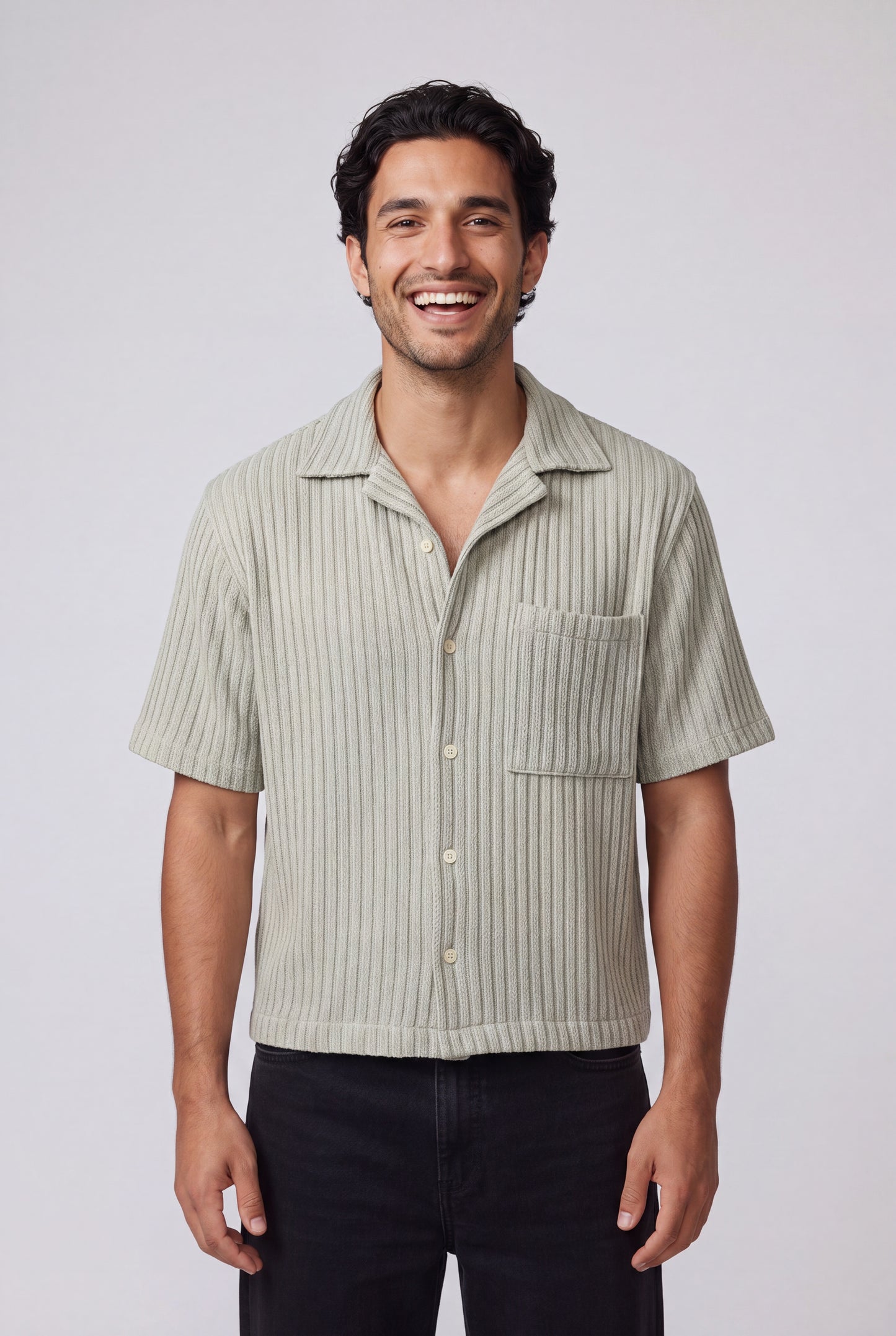 Boxy Textured Rib Resort Shirt