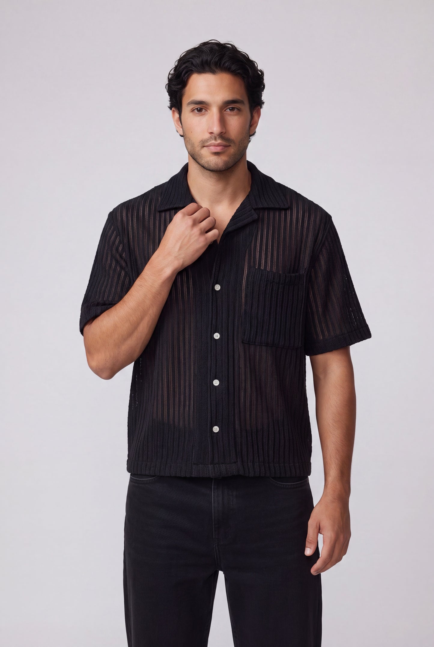 Boxy Textured Rib Resort Shirt