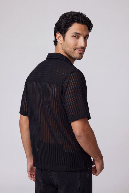 Boxy Textured Rib Resort Shirt