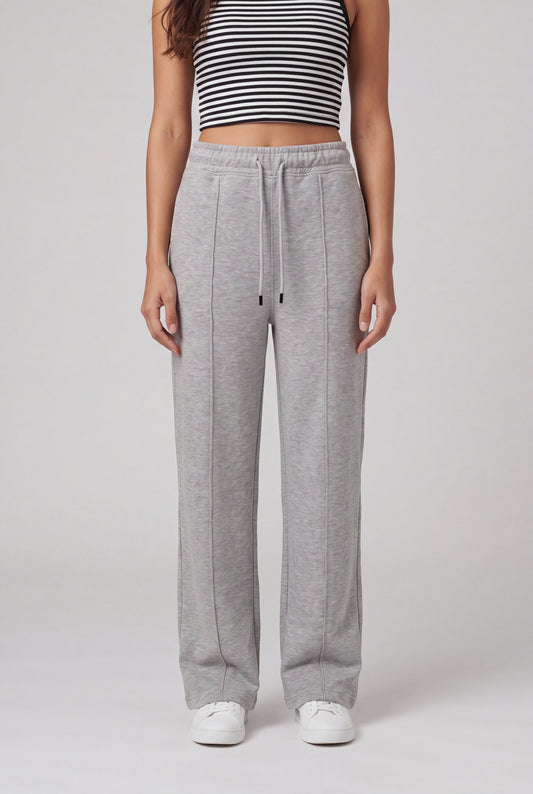 Pintuck Wide-Leg Sweatpants