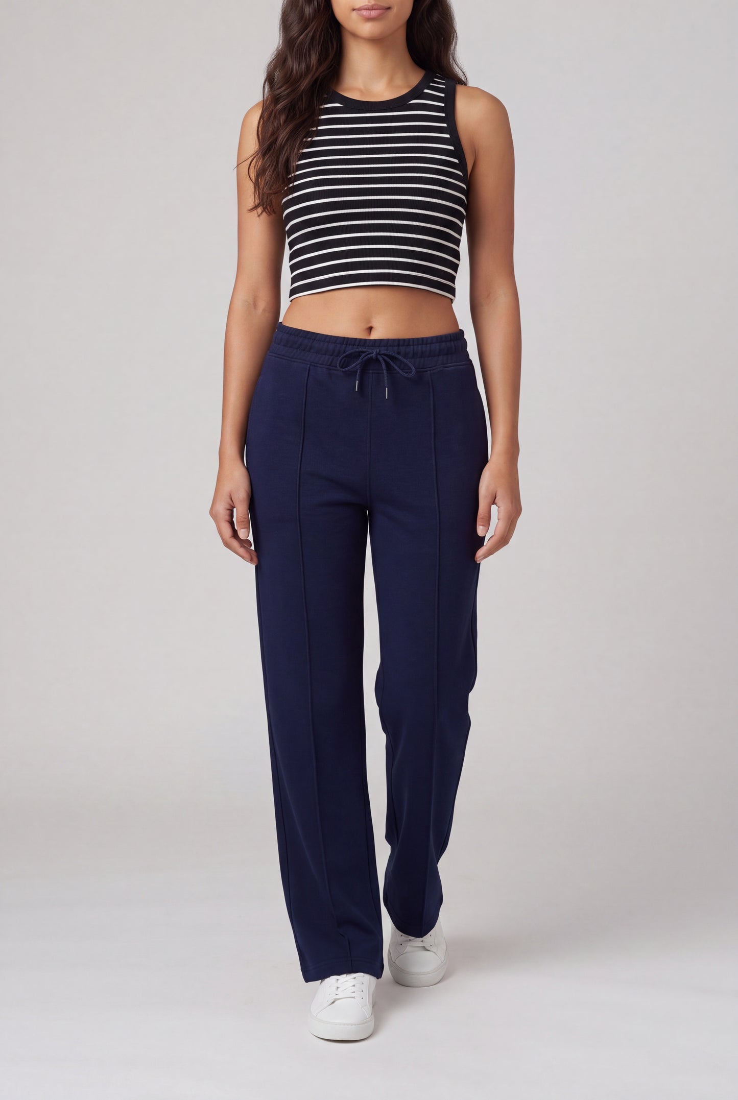 Pintuck Wide-Leg Sweatpants