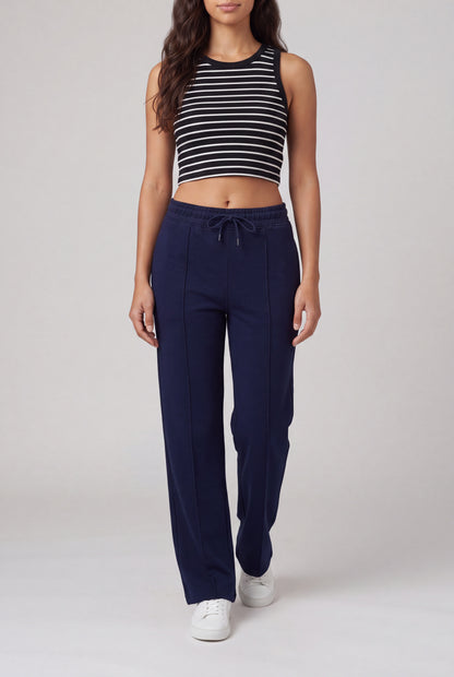 Pintuck Wide-Leg Sweatpants