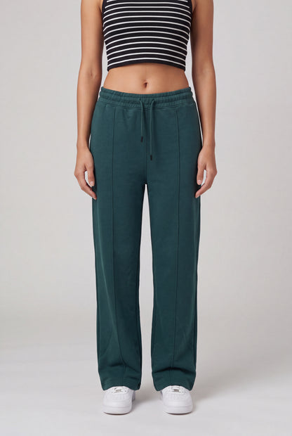 Pintuck Wide-Leg Sweatpants