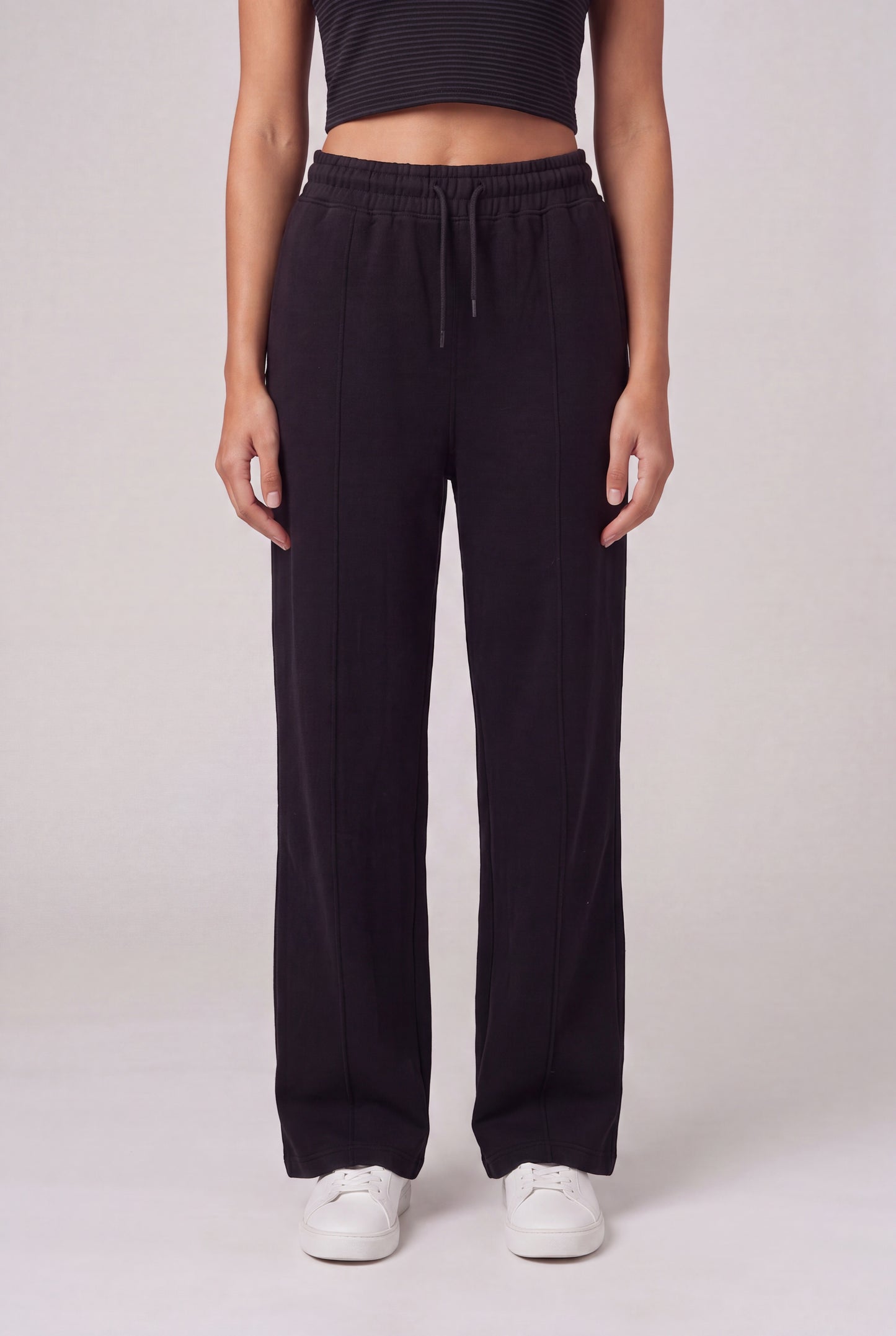 Pintuck Wide-Leg Sweatpants