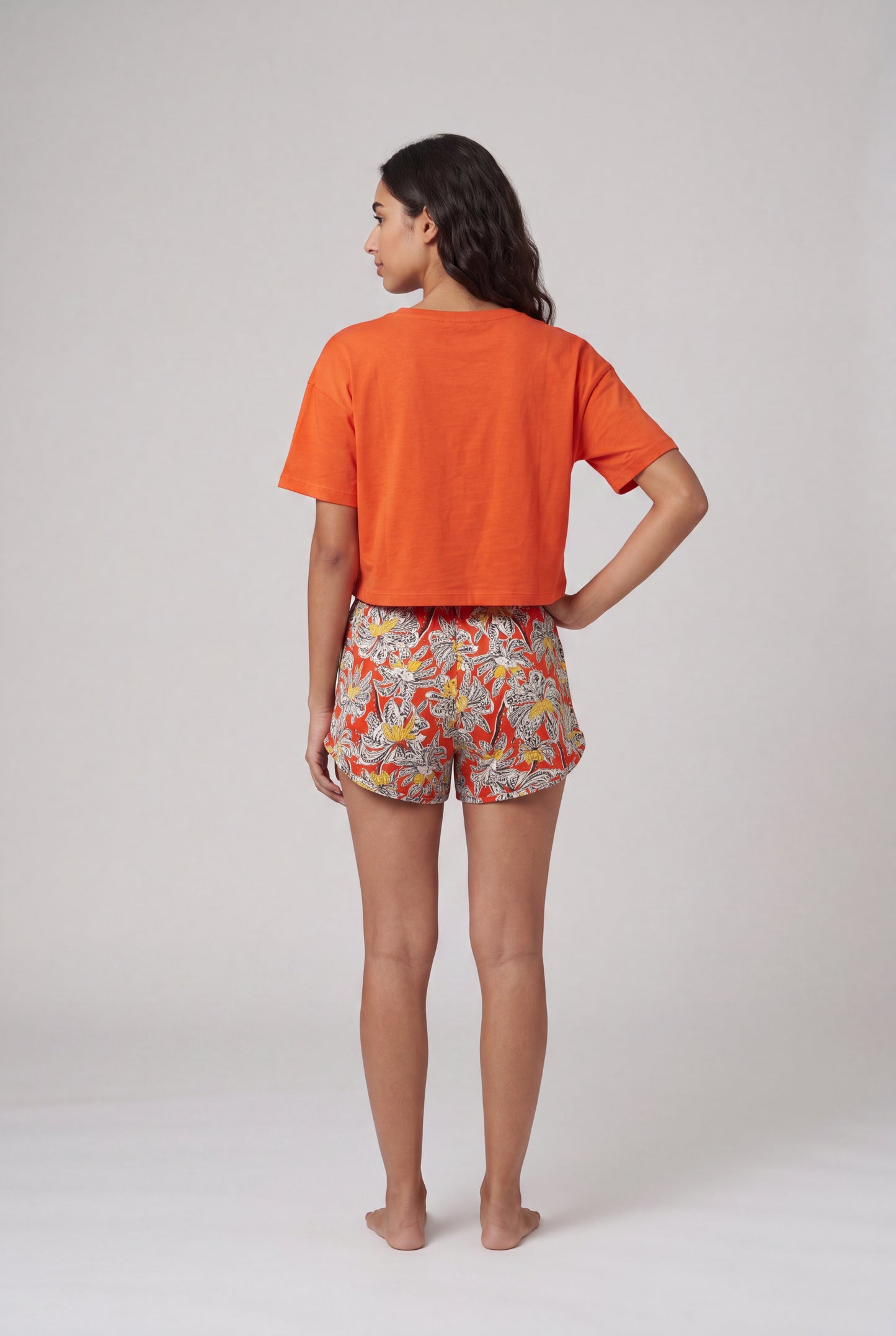Snoopy Boxy Crop Tee & Floral Shorts Set
