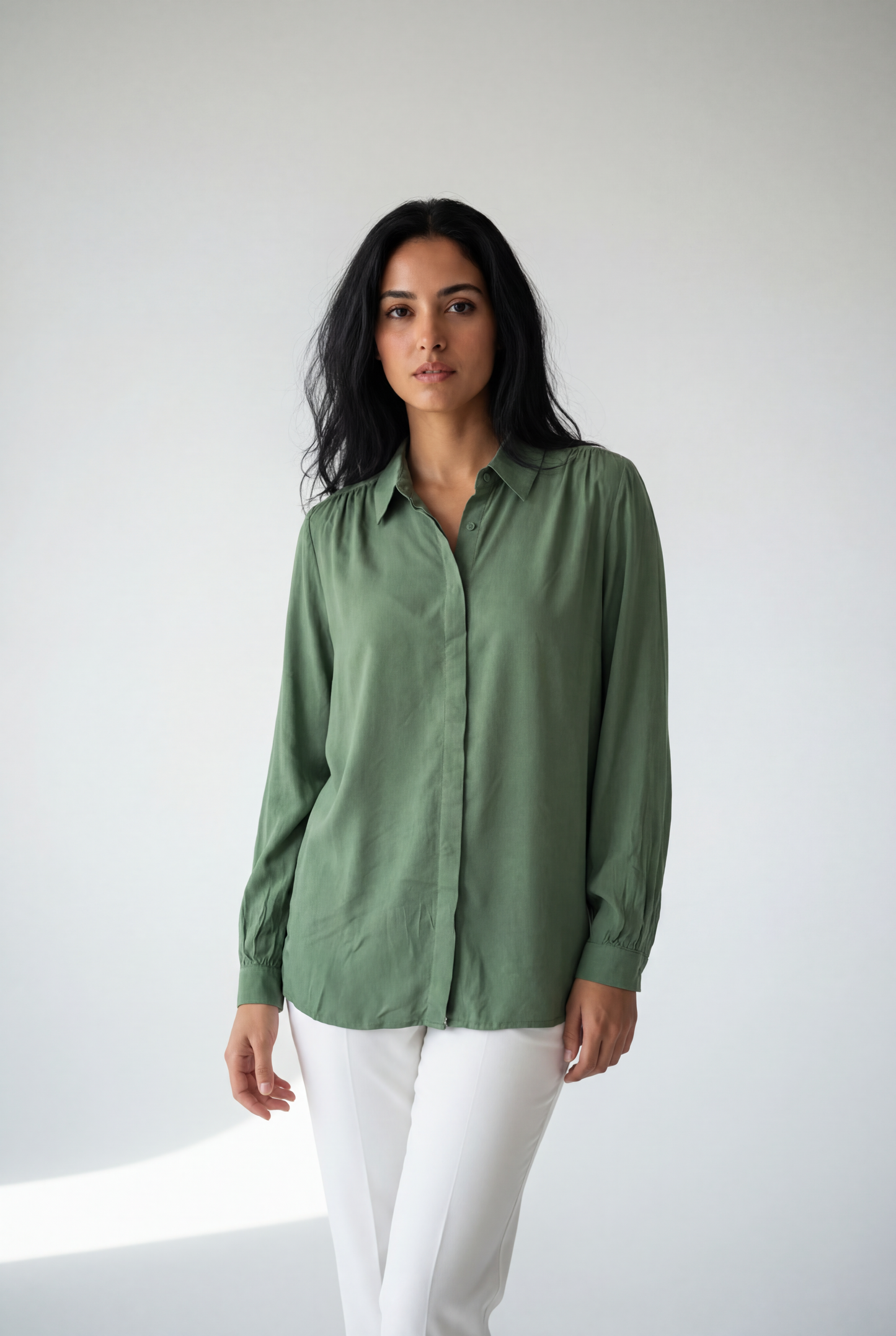 The Willow Sage Silk Blouse