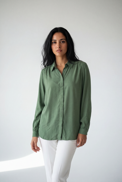 The Willow Sage Silk Blouse