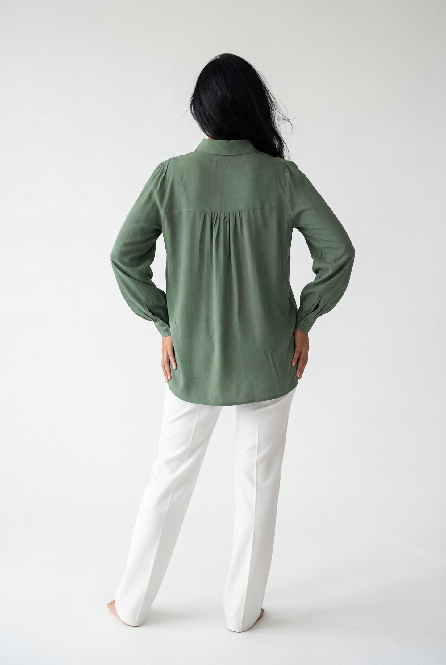 The Willow Sage Silk Blouse