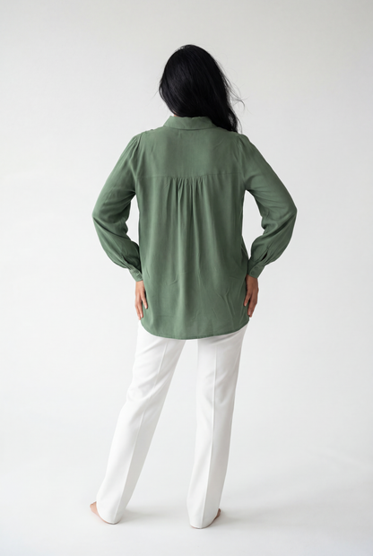 The Willow Sage Silk Blouse